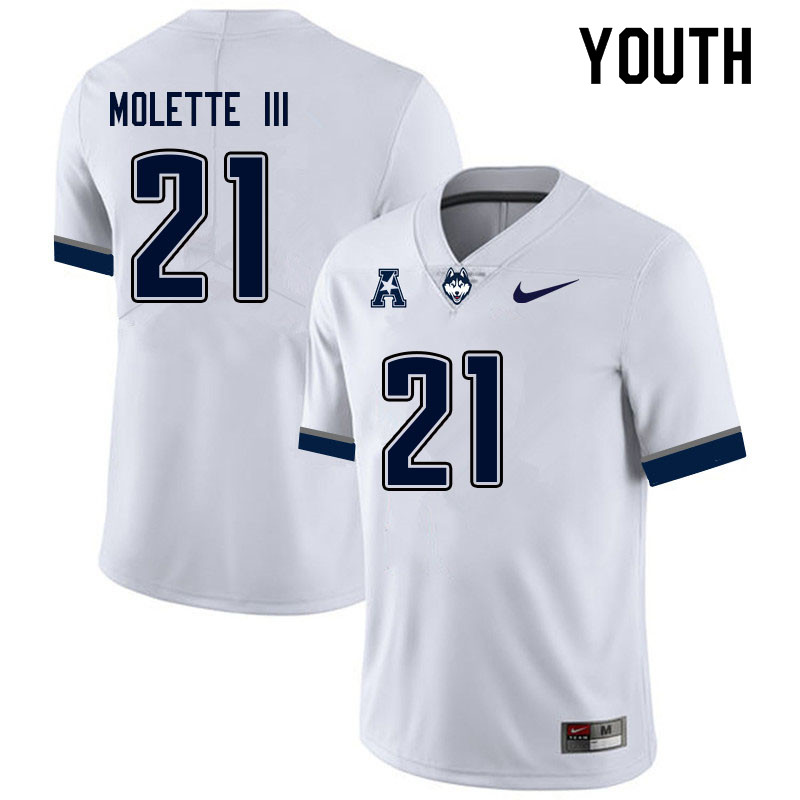 Youth #21 Lee Molette III Uconn Huskies College Football Jerseys Sale-White - Click Image to Close